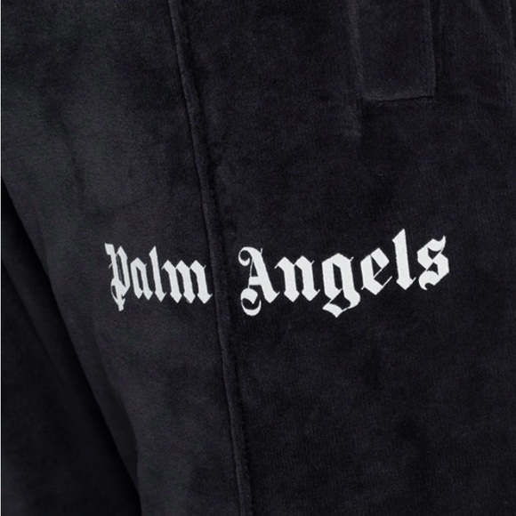 EUC Men’s Medium Palm Angles Chenille Straps Velvet Sweatpants In Black/Yellow - Picture 8 of 15